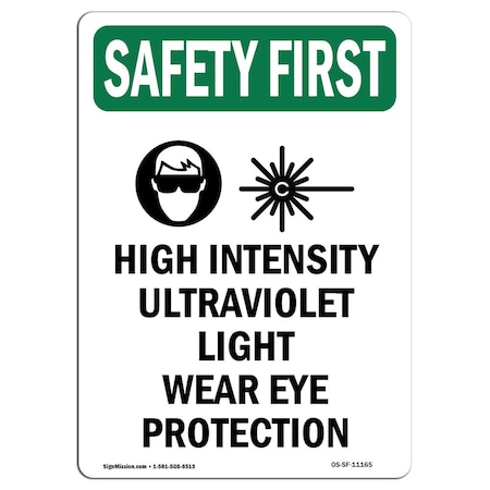 Signmission OSHA High Intensity Ultraviolet W/ Symbol 5in X 3.5in Decal, 10PK, 3.5" W, 5" L, Portrait, PK10 OS-SF-D-35-V-11165-10PK